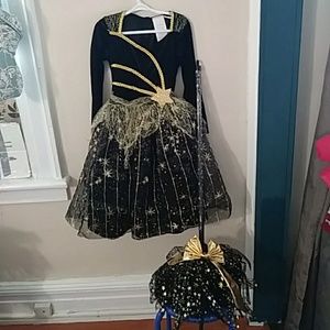 Girls witch costume with light up broom s 4-6